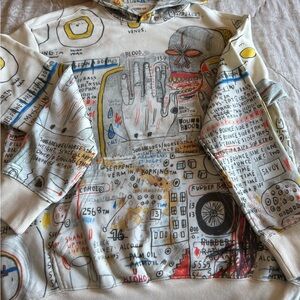H&M Jean-Michael Basquiat Cream Graphic Scribble hoodie
